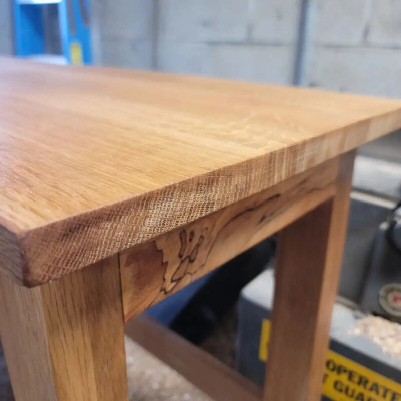 Oak table joinery detail