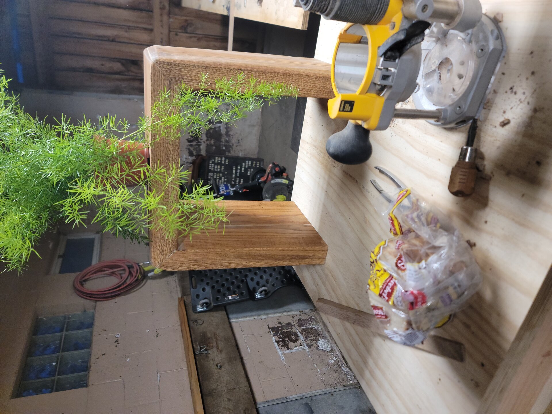 Oak plant stool in the shop